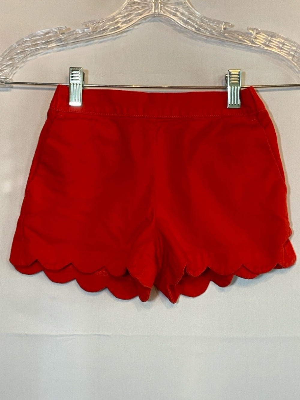 Crewcuts Red Flat Front Scalloped Hem Shorts